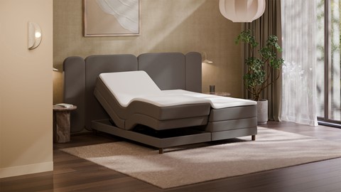 Elektrische boxspring Ridge - Wool look, dark grey