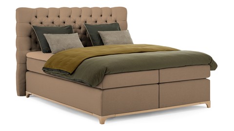 Boxspring Unik Elit vlak met gestoffeerd matras, caramel