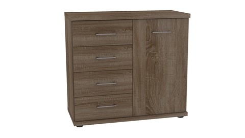 Commode Bienne met 4 laden en 1 deur, truffel eiken