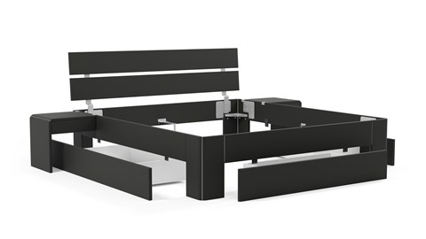 Bed Fresh 500 met hoofdbord en 3 opbergladen, zwart