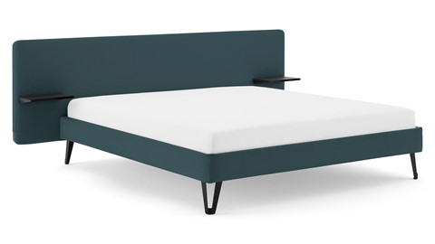 Bed Bädd Forma met Bossflex 400 vlak en gestoffeerd matras, etna teal