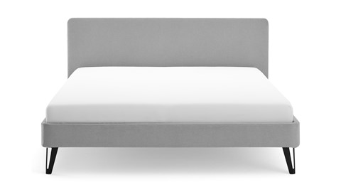 Bed Bädd Skönn met Bossflex 400 vlak en gestoffeerd matras, etna light grey