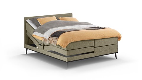 Boxspring Viggo verstelbaar met gestoffeerd matras, adore groen