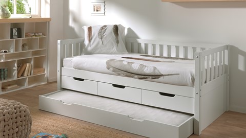 Kajuitbed Fritz met 3 laden en slaaplade, white