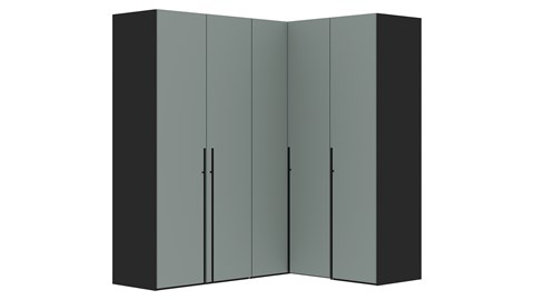 Draaideurkast met hoekelement Switchline, novazwart/saliegroen