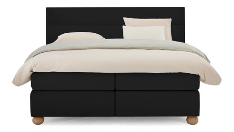 Boxspring Solid Lina vlak met gestoffeerd matras, black