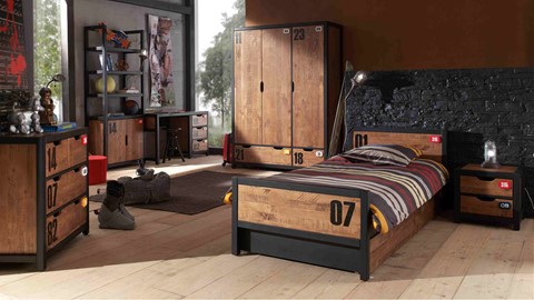 Bed met slaaplade Daan, bruin/zwart