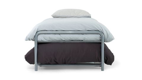 Bed met onderschuifbed Doppia, zilver