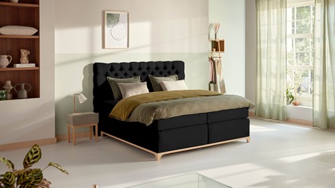 Boxspring Unik Elit vlak met gestoffeerd matras, black