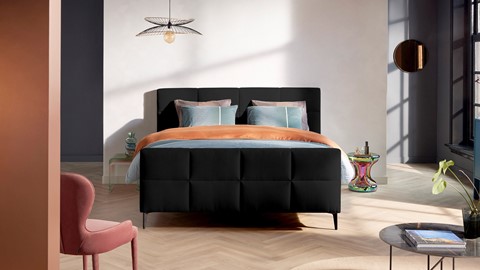 Boxspring Attraktiv Trendik vlak met gestoffeerd matras, black