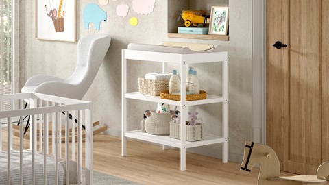 Babyledikant Dino met verzorgingstafel, wit