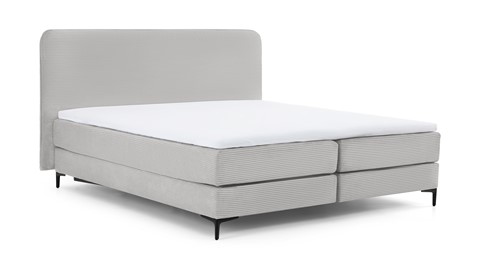 Boxspring Quartz vlak met gestoffeerd matras, light grey