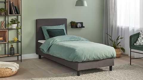 Box Ambra vlak met gestoffeerd matras, donkergrijs