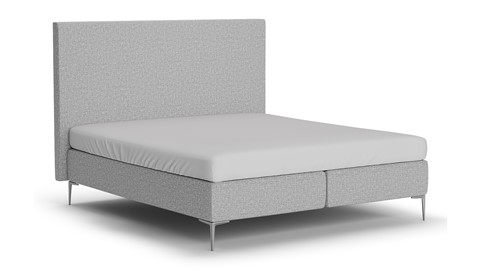 Boxspring Emerald vlak met Silver Pocket Deluxe Foam matras, light grey