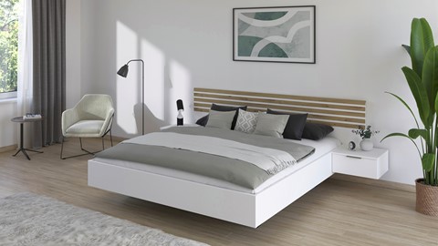Bed Alva met nachtkastjes, alpine wit/artisan