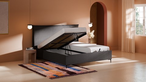 Opbergbed Morgan - Pure touch, charcoal