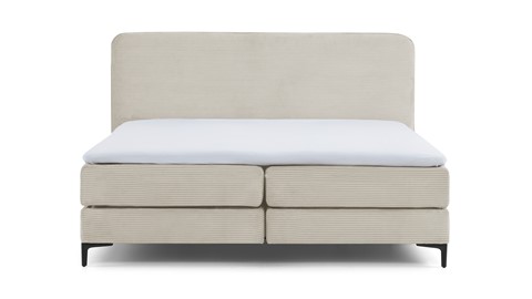 Boxspring Quartz vlak met gestoffeerd matras, beige