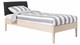 Bed Sky eiken met hoofdbord stof en poot hout, eiken lederlook zwart
