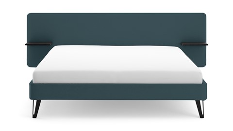 Bed Bädd Forma met Bossflex 400 vlak en gestoffeerd matras, etna teal