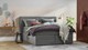 Opbergboxspring Pearl vlak met gestoffeerd matras, zinc