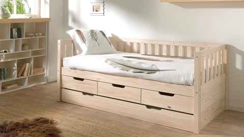 Kajuitbed Fritz met 3 laden en slaaplade, naturel