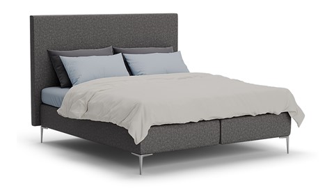 Boxspring Emerald vlak met Silver Pocket Deluxe Foam matras, dark grey
