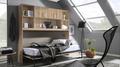 Opklapbed Albero met bovenbouw, eiken