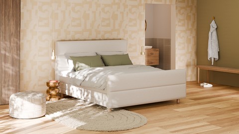 Boxspring Mica soft touch verstelbaar met gestoffeerd matras, beige