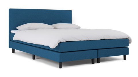 Boxspring Invito vlak met gestoffeerd matras, blauw