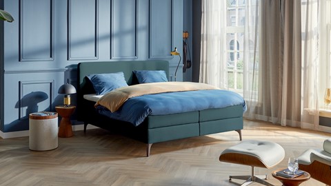 Boxspring Attraktiv Lykka vlak met gestoffeerd matras, teal