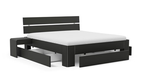 Bed Fresh 500 met hoofdbord en 3 opbergladen, zwart