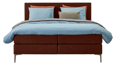 Boxspring Emerald vlak met gestoffeerd matras, copper