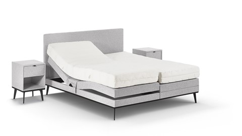 Boxspring Viggo verstelbaar met Silver Pocket Deluxe Foam matras, towel grijs