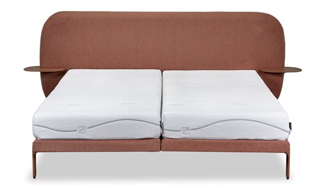 Bed Element met hoofdbord Lush, nachttafels en coolmotion 2 matrassen, powder