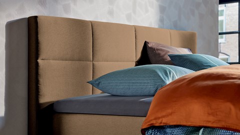 Boxspring Attraktiv Trendik vlak met gestoffeerd matras, caramel