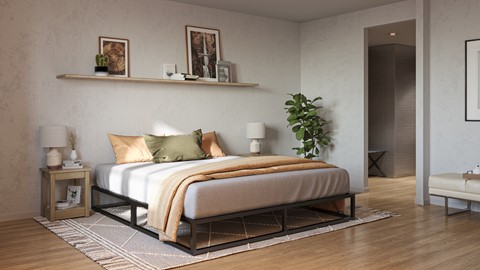 Emma Metal bed met Essential matras, Zwart