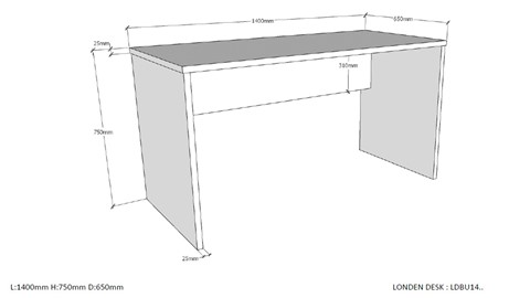 Hoogslaper Londen met bureau en kast, wit