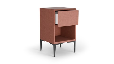 Nachtkast vierkant B Bright met 1 lade en poten, terracotta