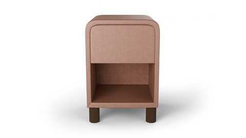 Nachtkast rond B Bright met 1 lade en poten, blush
