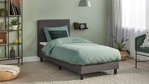 Boxspring Cisano vlak met gestoffeerd matras, donkergrijs