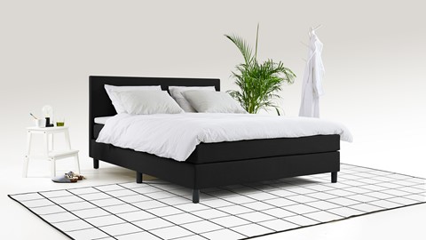 Box Owen vlak met gestoffeerd matras, black