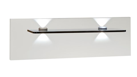 Nachtkast paneel met glas en verlichting Bienne, alpine wit
