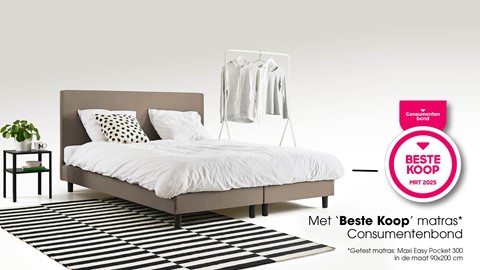Box Ambra vlak met Easy Pocket 300 matras, taupe