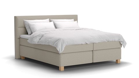 Boxspring Solid Lina vlak met gestoffeerd matras, beige