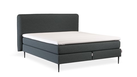 Boxspring Quartz vlak met gestoffeerd matras, charcoal