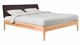 Bed Sky beuken met hoofdbord stof en poot hout, beuken lederlook grijs