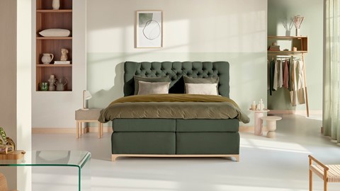 Boxspring Unik Elit vlak met gestoffeerd matras, green