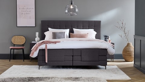 Boxspring Jade verstelbaar met gestoffeerd matras, anthracite