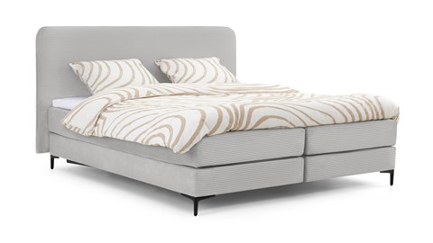 Boxspring Quartz vlak met gestoffeerd matras, light grey