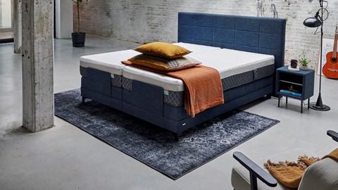 Boxspring Supreme Square verstelbaar met Slow Motion 2 matras, blauw